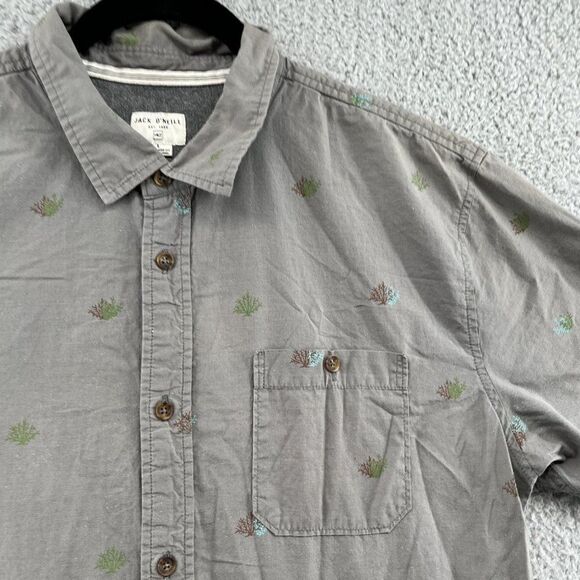 JACK O’NEILL Men's Short Sleeve Button Up Shirt Size Large Printed Trees - Picture 2 of 12